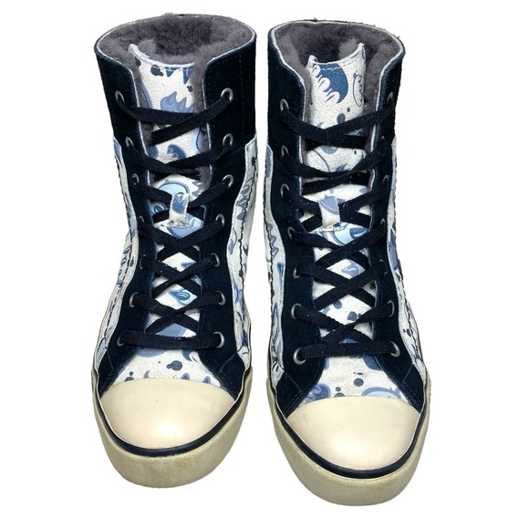 UGG Stellah‎ Claw Graffiti Fur Lined Hightop Sneakers Short Boots Womens 8 DISC - Picture 3 of 14